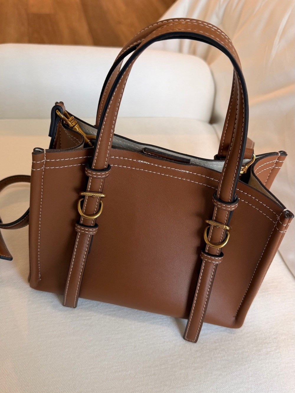 Zara Tan Brown Leather Crossbody Satchel